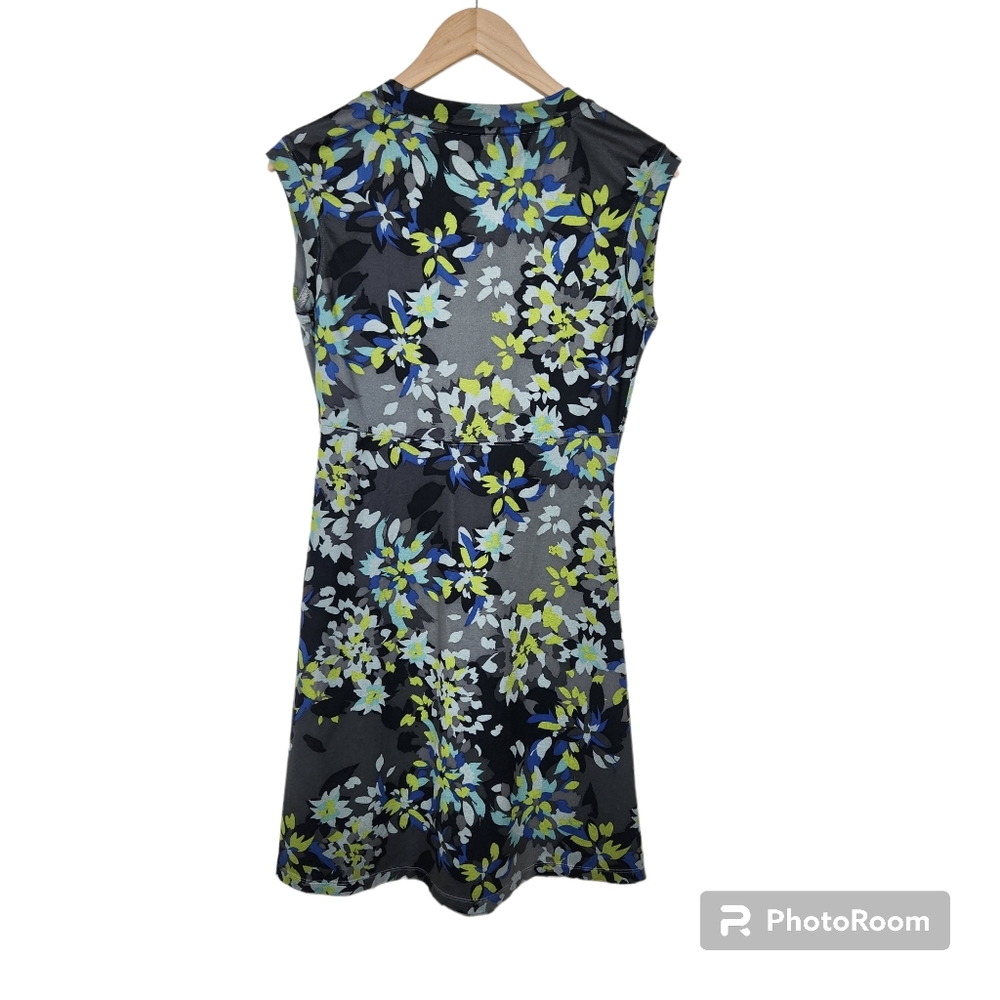 REI Gray Blue Green Floral V Neck Sleeveless Dress Sz S - Picture 6 of 6